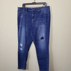 Mossimo Womens Blue Stretch High Rise Distressed Denim Jegging Jeans Size 16/33R